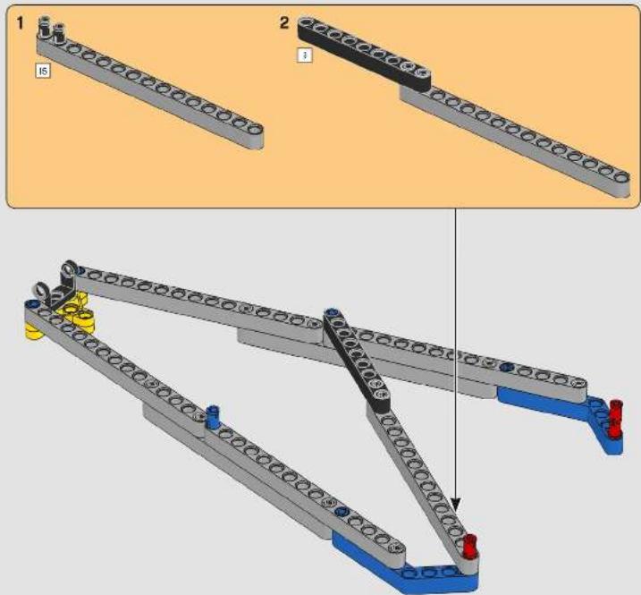 Technical diagram showing a mechanical assembly with labeled components and a 3D view of the assembly process.