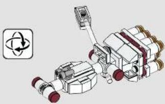 Illustration of a spacecraft with a satellite and orbital symbol (no text or labels)