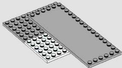 3D rendering of two stacked rectangular blocks with circular indentations, no text or symbols present