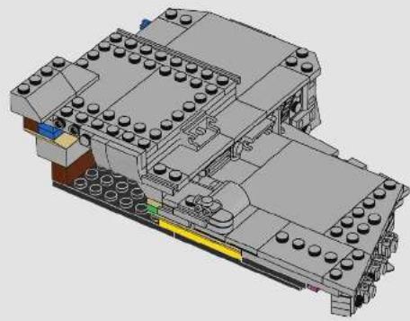 3D architectural model of a mechanical assembly with multiple legs and structural components (no text or symbols visible)