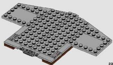 3D rendering of a LEGO mechanical component with multiple circular holes (no text or symbols)