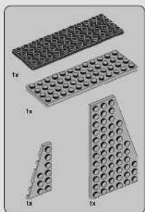 Four different types of LEGO bricks with grid patterns, shown from different angles (no text or symbols visible)