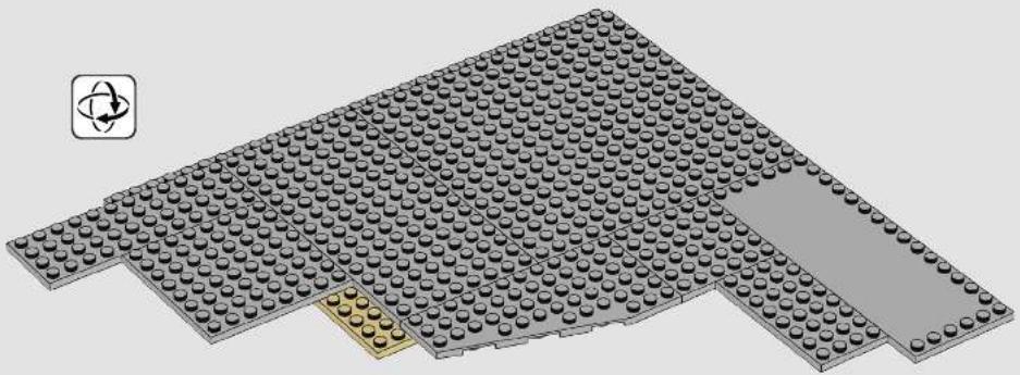 3D diagram of a LEGO floor plan with a highlighted section and an icon (no text or symbols)