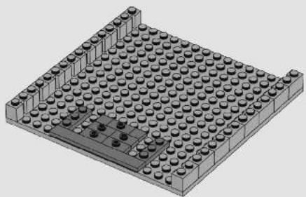 Isometric view of a LEGO brick structure with no visible text or symbols