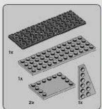 Illustration of four different LEGO keyboard designs with labeled dimensions (1x, 2x) and circular indentations on one end (no text or symbols beyond labels)