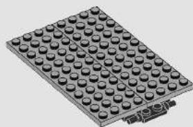 3D rendering of a LEGO-printed rectangular base with uniform circular holes (no text or symbols)