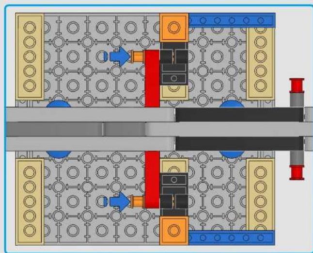 Pure mechanical assembly diagram with no text, numbers, or symbols