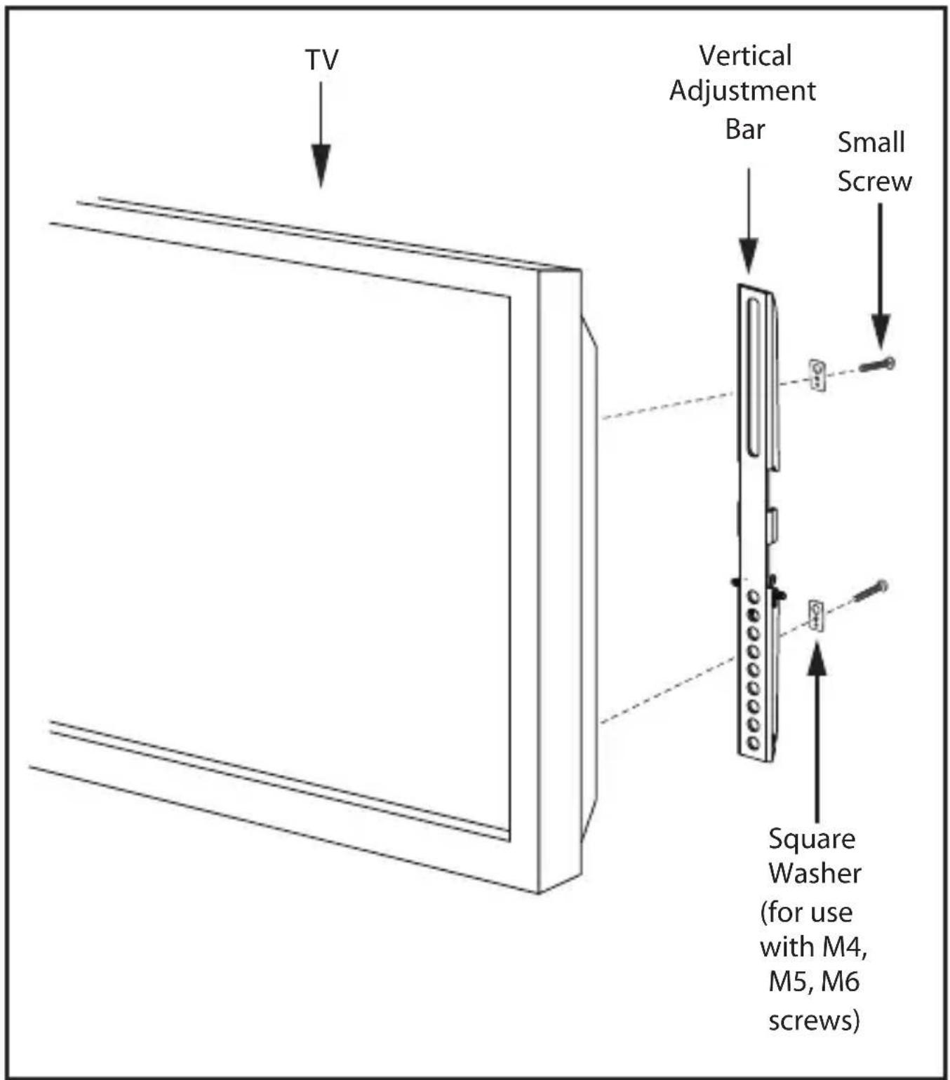 MONSTER FSM-FLAT-M-EFS - Attaching the Vertical Adjustment Bars to the TV - 4