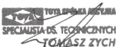 TOTA SPÓŁNA SZYCH SPECIALISTA DS. TECHNICZNYCH TOMASZ ZYCH