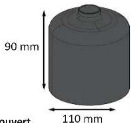 90 mm 110 mm ouvert.