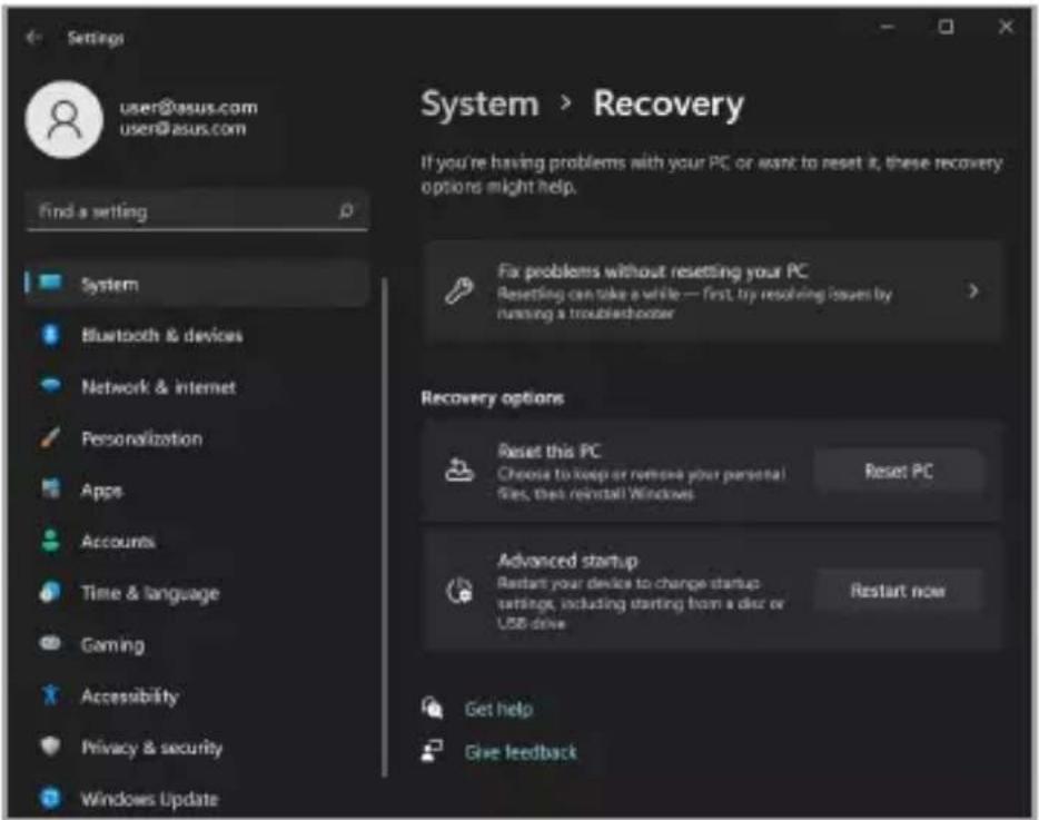 ASUS VivoBook S 16X - Utiliser une option de restauration - 2