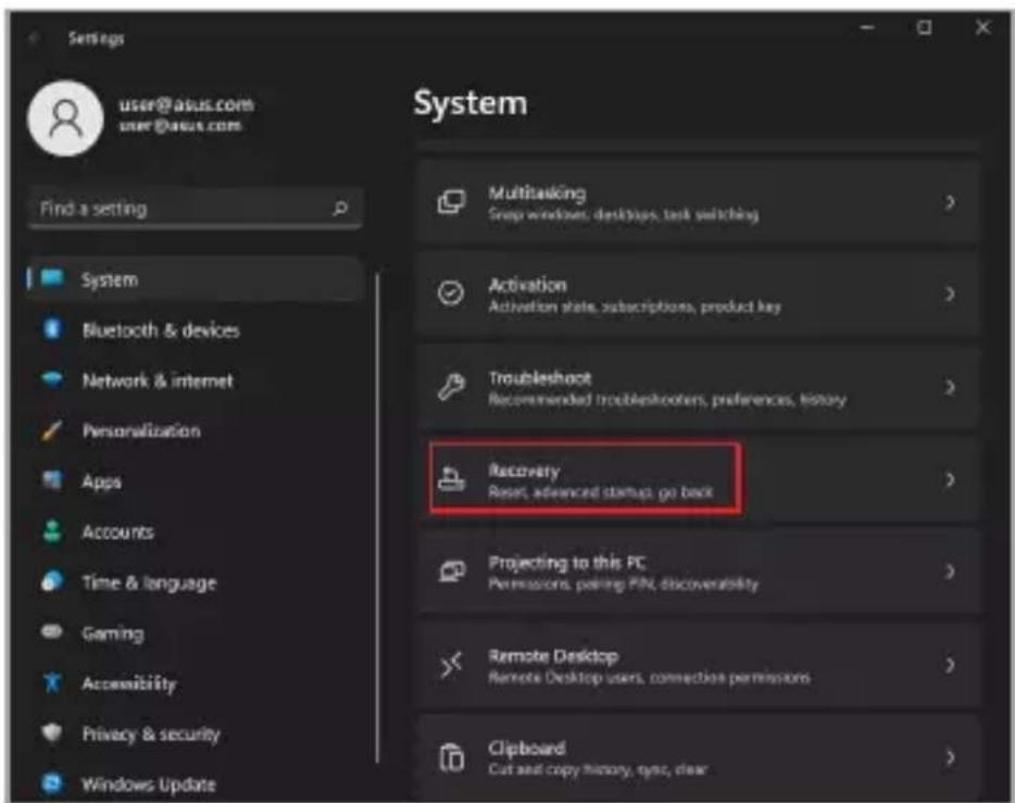 ASUS VivoBook 16 OLED - Utiliser une option de restauration - 1