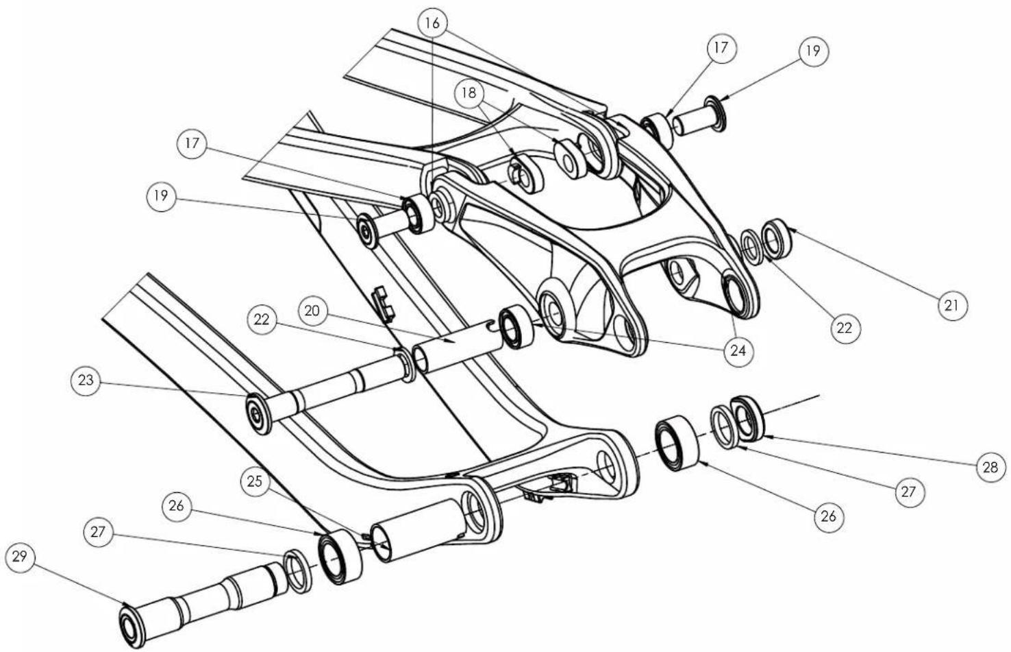 Technical diagram of a mechanical assembly with numbered parts for identification