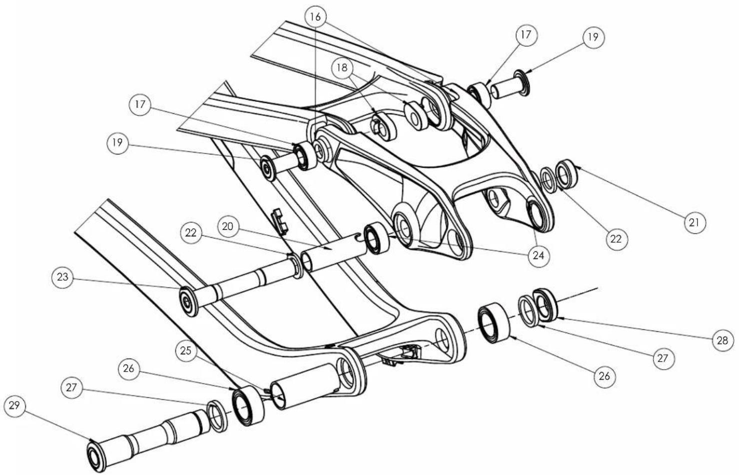 Technical diagram of a mechanical assembly with numbered parts for identification