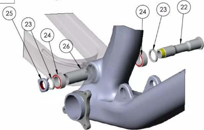 Technical diagram of a mechanical component with numbered parts labeled 22 to 26