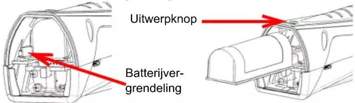 Uitwerpknop Batterijver- grendeling