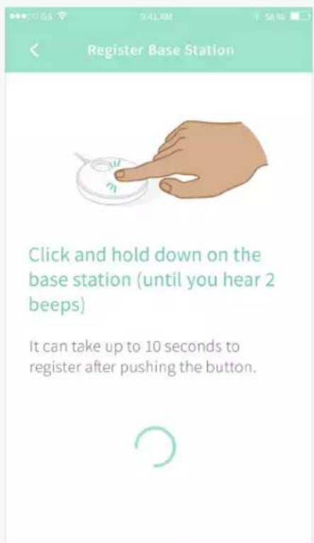Register Base Station Click and hold down on the base station (until you hear 2 beeps) It can take up to 10 seconds to register after pushing the button.