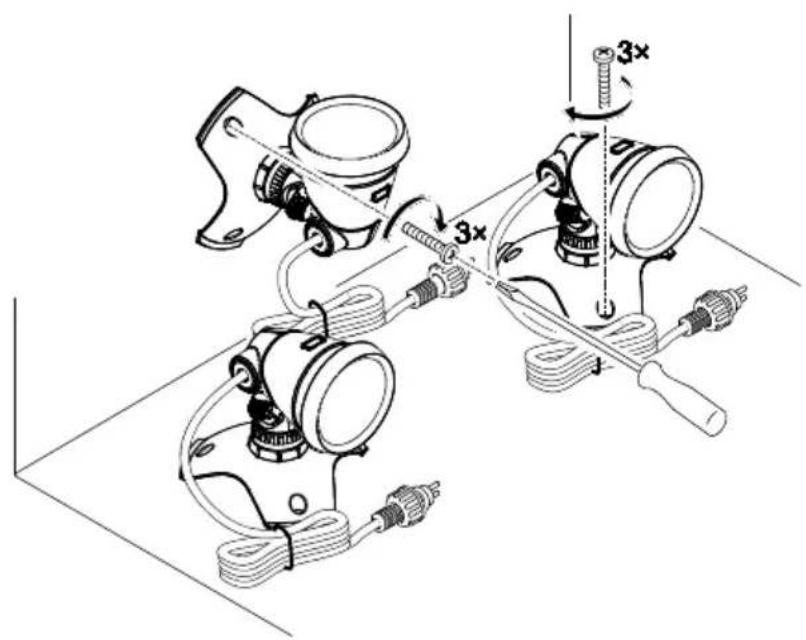 Technical diagram showing mechanical assembly with 3x ratio labels and cable connections