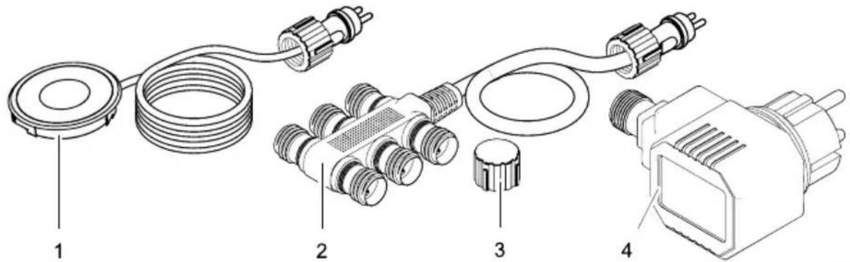Technical diagram of a mechanical assembly with labeled components including coiled spring, connector, and plug.