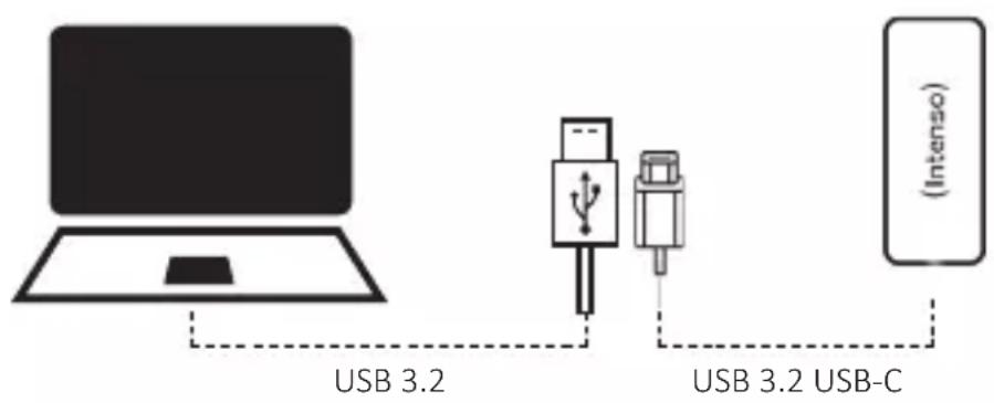 INTENSO TX100 - Verbinden van de externe SSD - 1