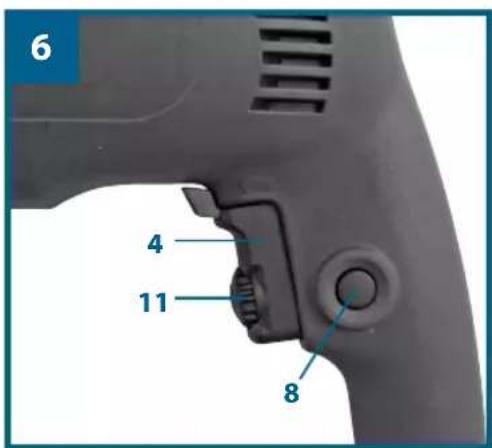 Workzone WZBH 600 - Sens de rotation Position du commutateur - 1
