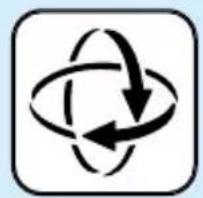 Abstract circular diagram with three curved arrows forming a loop, enclosed in a rounded square border (no text or symbols)