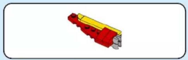 3D illustration of a red and yellow LEGO mechanical component (no text or symbols)