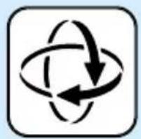 Abstract circular diagram with three curved arrows forming a loop, enclosed in a rounded square border (no text or symbols)