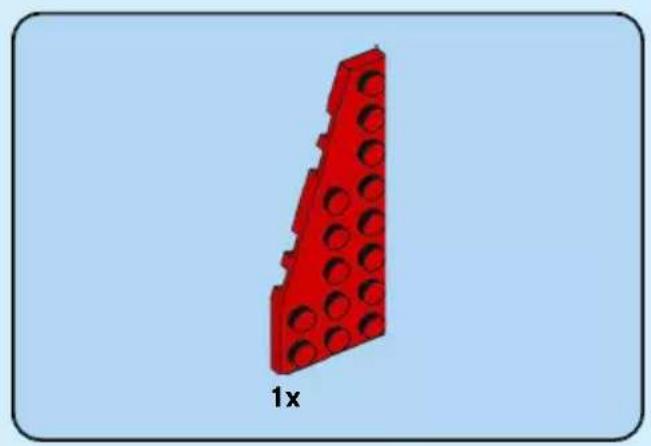 Red LEGO brick structure with circular holes, labeled '1x' below (no other text or symbols)