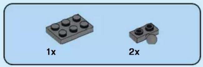 Two LEGO blocks labeled 1x and 2x, showing different sizes (no text or symbols on the blocks themselves)