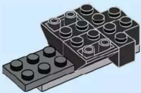 Illustration of two LEGO blocks with circular components, no text or symbols present