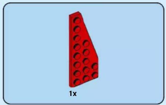 Red LEGO brick with circular holes, labeled '1x' below (no other text or symbols)