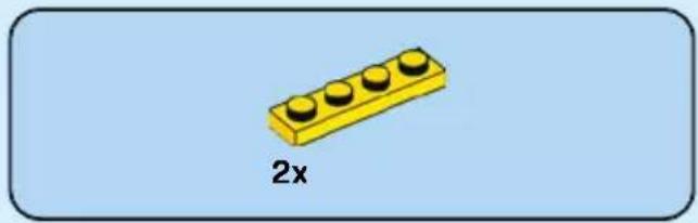 Yellow LEGO brick with four rounded pins, labeled '2x' below (no other text or symbols)