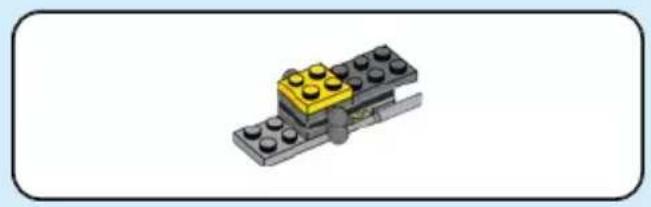 3D illustration of a LEGO mechanical component with a yellow and black top block (no text or symbols)