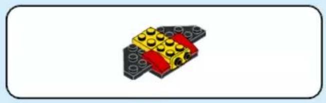 3D diagram of a yellow and red LEGO structure with black and red components (no text or symbols)