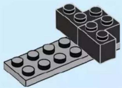 Illustration of two LEGO blocks with circular components, no text or symbols present
