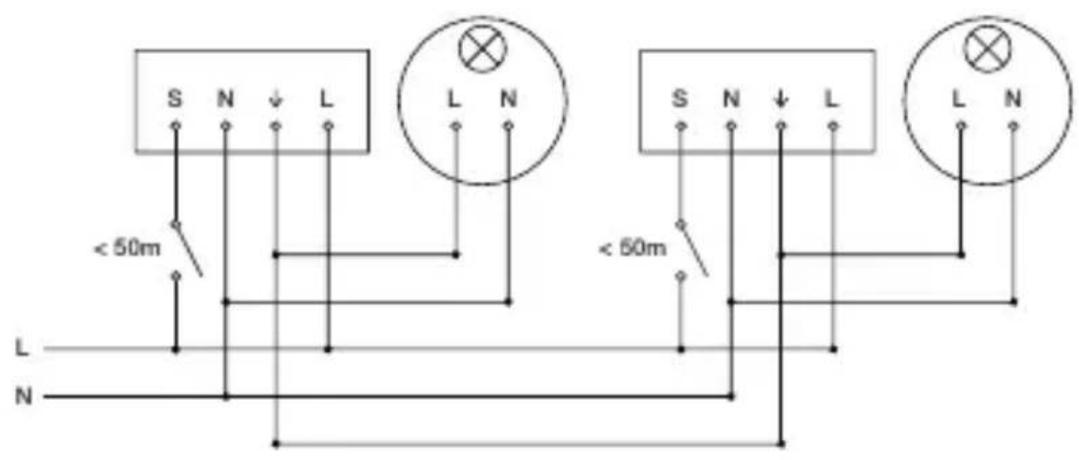 STEINEL MD-8 ECO COM1 - Ledningsdiagram COM1 indfældet – parallelkobling - 1