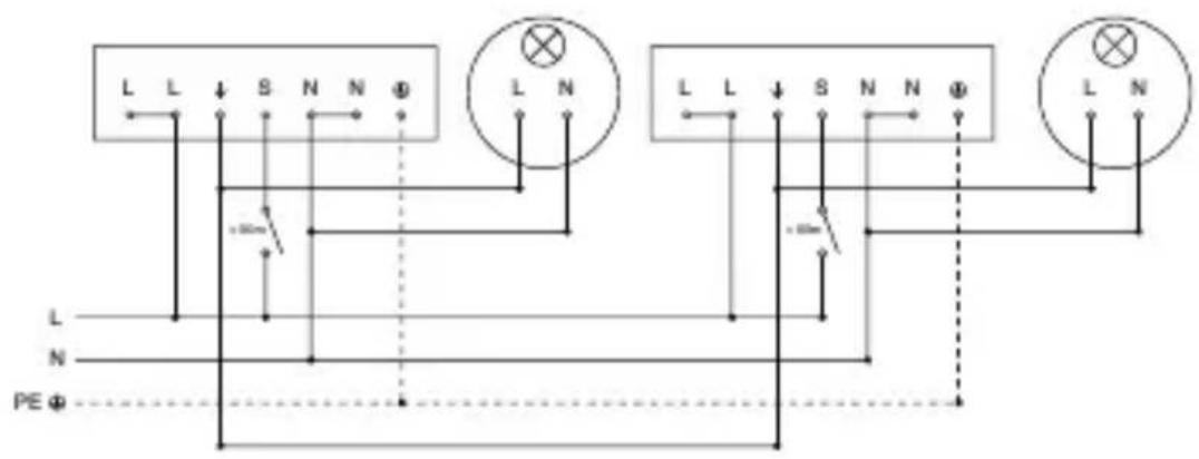 STEINEL MD-8 ECO COM1 - Schaltplan COM 1 Aufputz – Parallelschaltung - 1