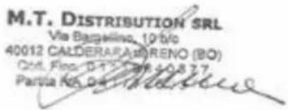 M.T. DISTRIBUTION SRL Via Bargalino, 10 b/o 40012 CALDERARASORENO (BO) Crd. Fina: 0-17/2006 4-08-27. Partia NA: 0-41/2006 4-08-27