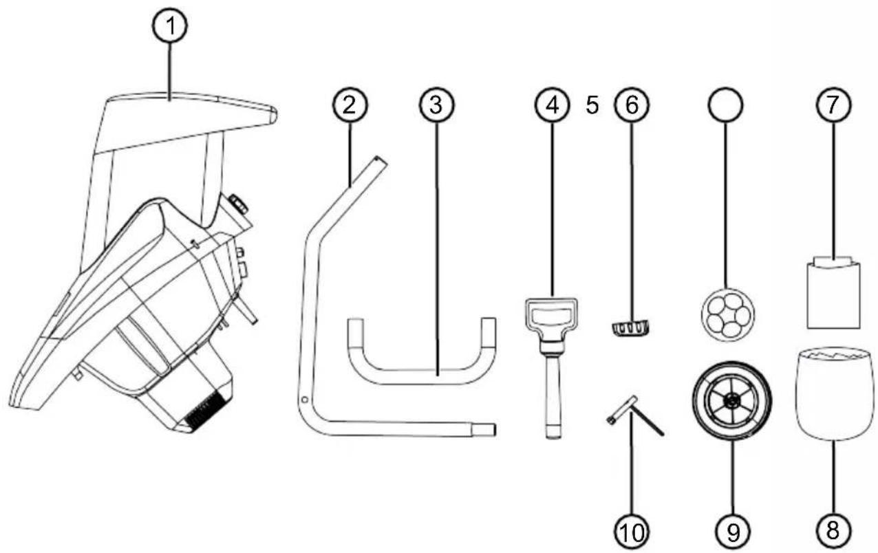 Technical diagram of a cleaning or cleaning device with numbered parts for identification