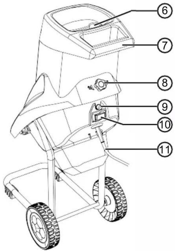 Technical diagram of a wheeled pump with numbered parts for identification