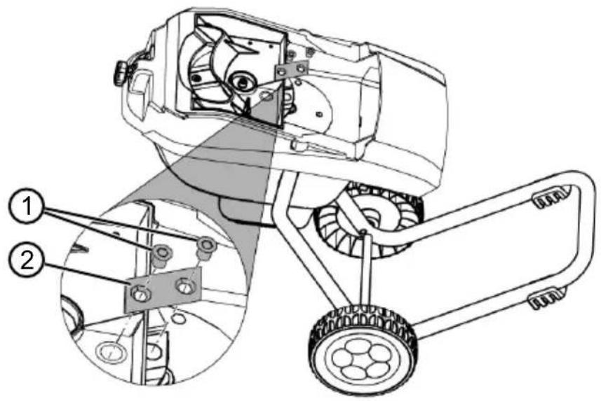 Technical diagram of a mechanical device with numbered parts, showing internal components and assembly steps