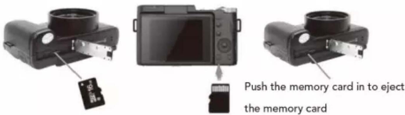 Push the memory card in to eject the memory card