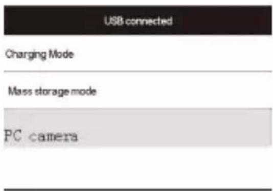 USB connected Charging Mode Mass storage mode PC camera