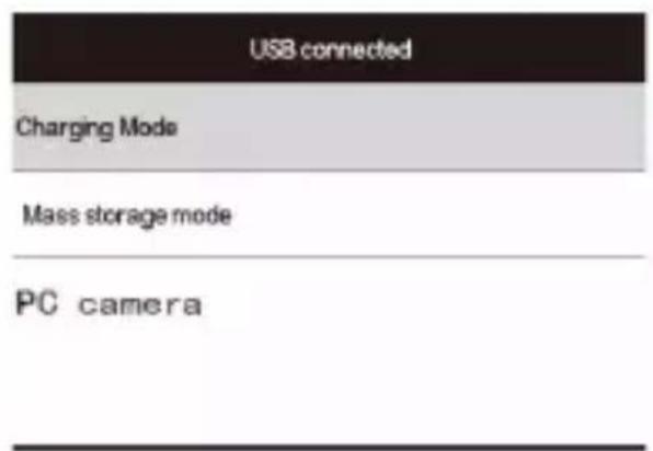 USB connected Charging Mode Mass storage mode PC camera