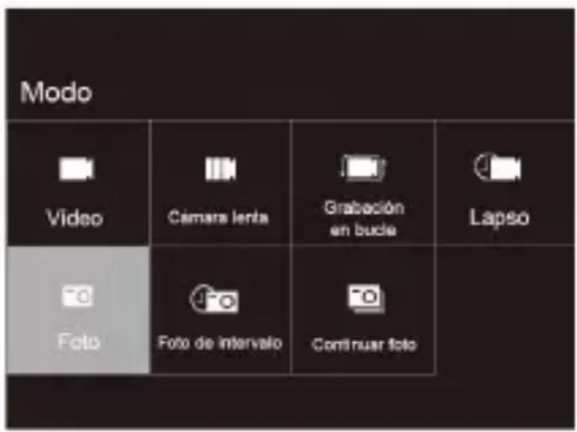 Modo Video Camera lenta Grabeción en bucle Lapso Foto Foto de intervalo Continuer foto