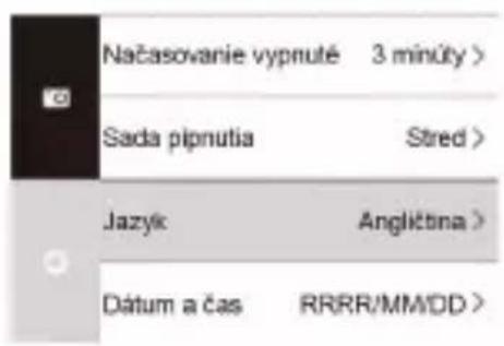 Načasovanie vypruté 3 minúty > Sada pipnutia Stred > Jazyk Angličina > Dátum a čas RRRR/MMDD >