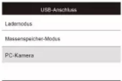 USB-Anschluss Lademodus Massenspeicher-Modus PC-Kamera
