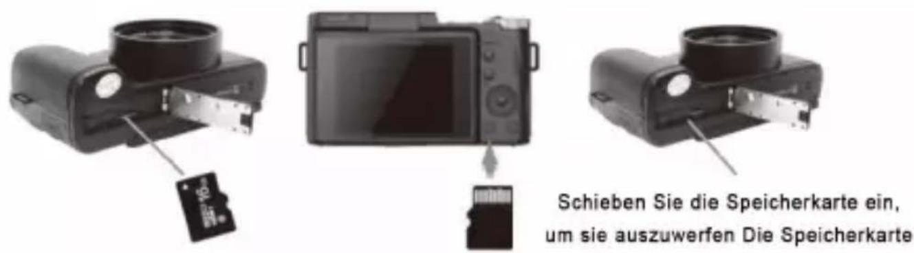 Schieben Sie die Speicherkarte ein, um sie auszuwerfen Die Speicherkarte