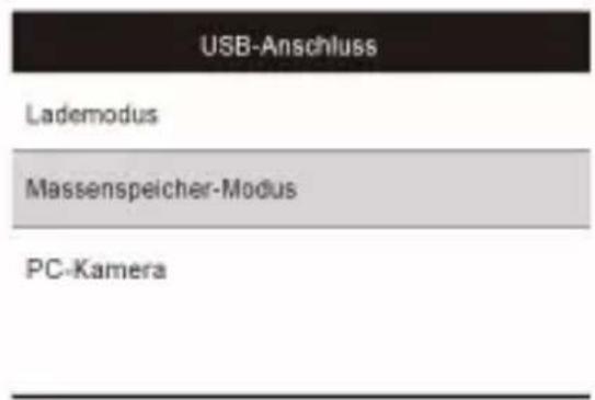 USB-Anschluss Lademodus Massenspeicher-Modus PC-Kamera